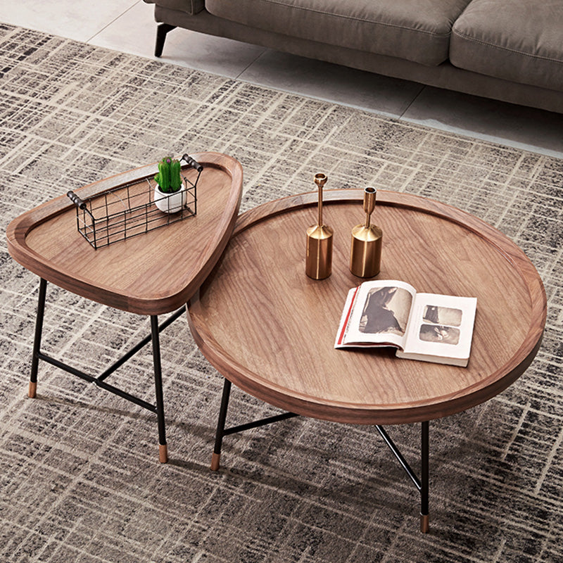 Contemporary Coffee Table Wooden Brown Coffee Cocktail Table 31"L x 31"W x 15"H + 23"L x 22"W x 18"H Clearhalo 'Coffee & Accent Tables' 'Coffee Tables' 'coffee_tables' 'furn' 'furn_coffee_tables' 'Furniture' 'Living Room Furniture' 6993995