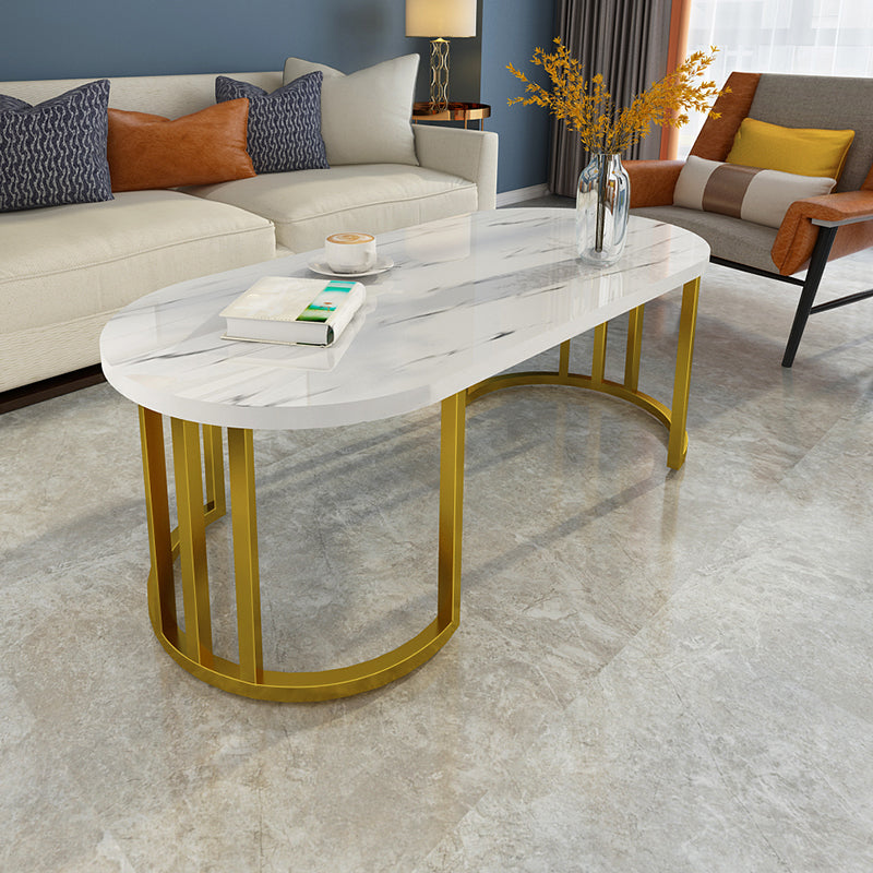 Framio di tavolino singolo di ardesia e metallo ovale 1 tavolino da caffè