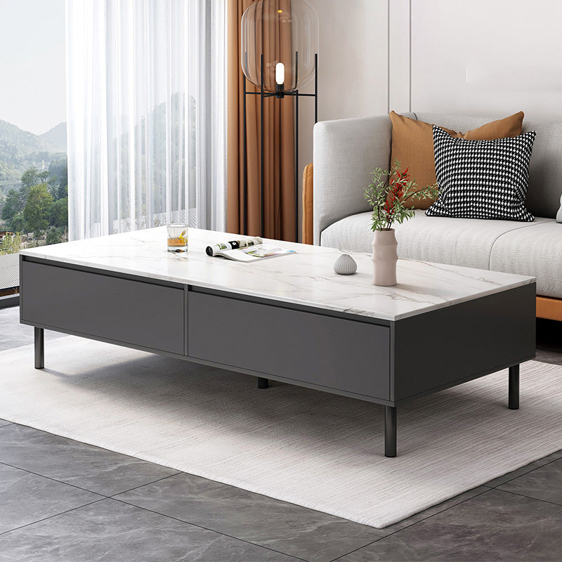 Rectangle Single Coffee Table Four Legs Coffee Table with Storage 55"L x 24"W x 16"H Ivory 4 Clearhalo 'Coffee & Accent Tables' 'Coffee Tables' 'coffee_tables' 'furn' 'furn_coffee_tables' 'Furniture' 'Living Room Furniture' 6994443