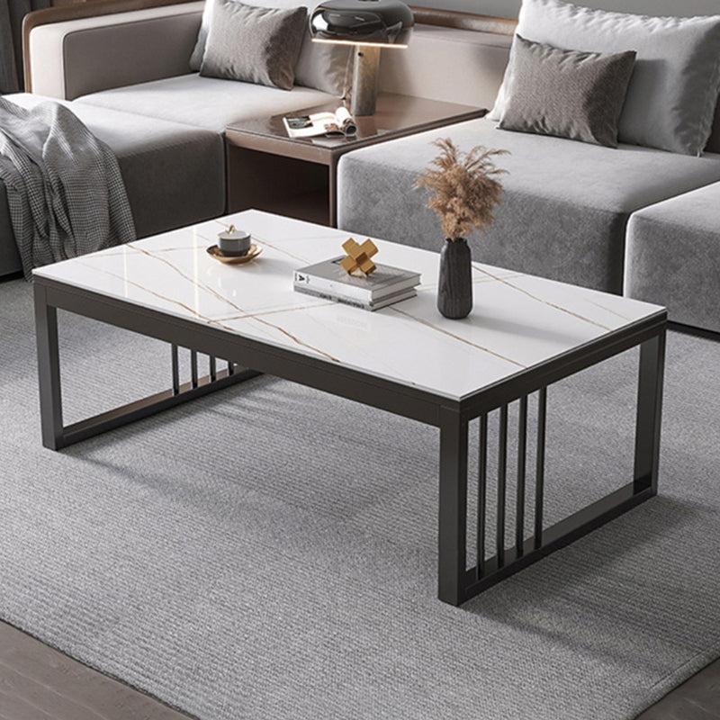 No Distressing Sled Coffee Table Rectangle Slate Single Coffee Table White Clearhalo 'Coffee & Accent Tables' 'Coffee Tables' 'coffee_tables' 'furn' 'furn_coffee_tables' 'Furniture' 'Living Room Furniture' 6994541