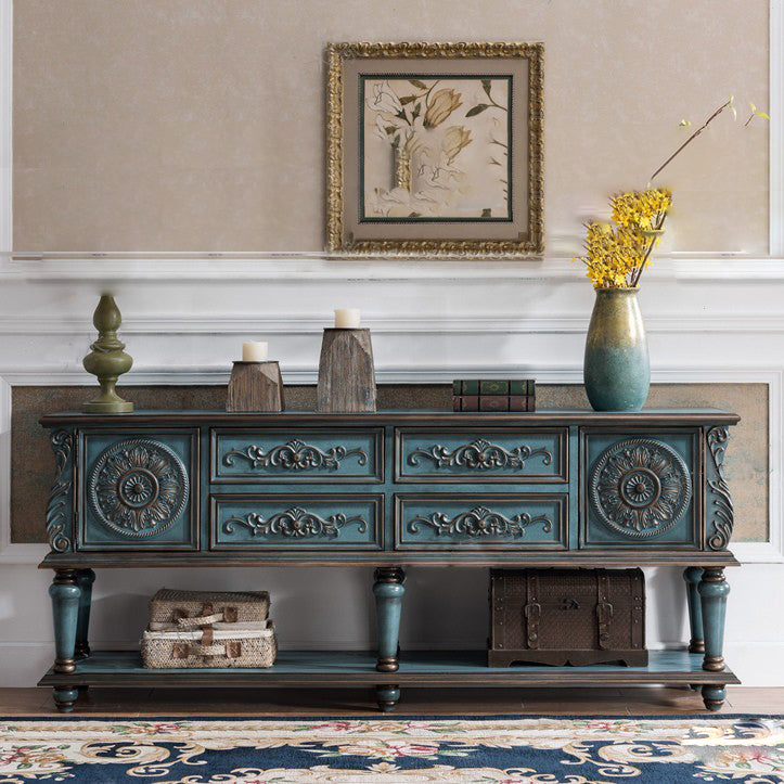 Gabinete de acento de 2 puertas moderno de mediados de siglo 33 "Cofre de madera desgastada de altura con cajones