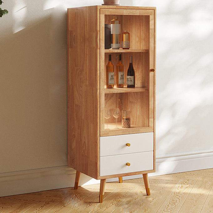 Modernist Cabinet Natural Finish Side Cabinet with Glass Paned