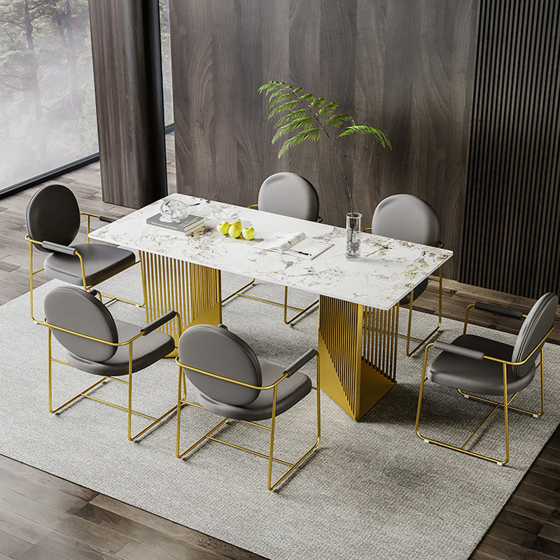 Juego de comedor de metal con sillas grises 1/2/4/7 PCS Juego de mesa de comedor glamorosa