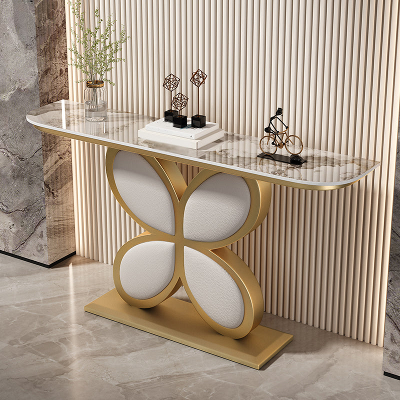 Mesa de acento de media luna Acabado antiguo Mesa de sofá de consola en piedra