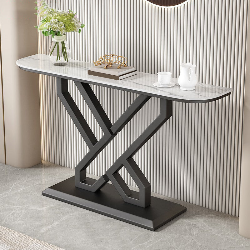 Glam Console Accent Table Antique Finish Console Table in Stone