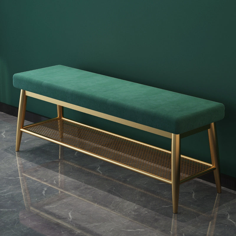 Banc d'entrée moderne banc de siège en métal rembourré avec rangement de chaussures