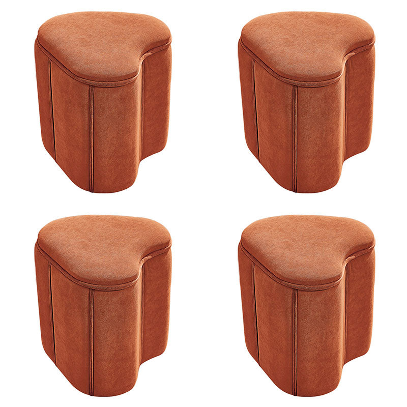 Solid Color Fabric Standard Stool Modern Simple Heart-Shaped Upholstered Footstool 13"L x 12"W x 14.5"H Orange 4 Piece Set Clearhalo 'furn' 'furn_ottomans_poufs' 'Furniture' 'Living Room Furniture' 'Ottomans & Poufs' 'ottomans_poufs' 7001279