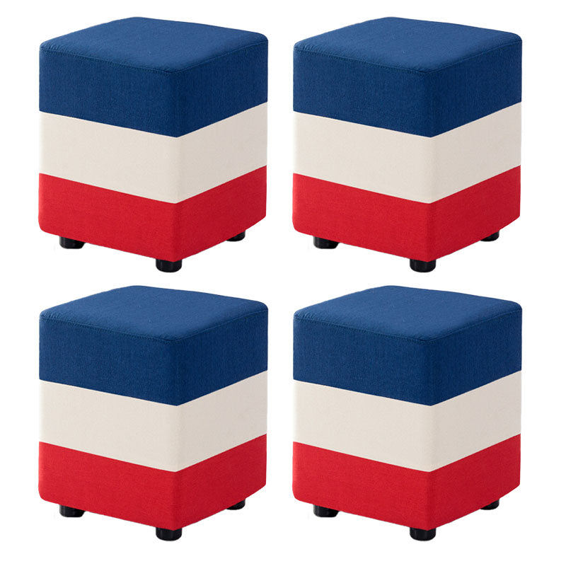 Fabric Standard Stool Contemporary Simple Upholstered Ottoman Square Dark Blue 4 Piece Set Clearhalo 'furn' 'furn_ottomans_poufs' 'Furniture' 'Living Room Furniture' 'Ottomans & Poufs' 'ottomans_poufs' 7001442