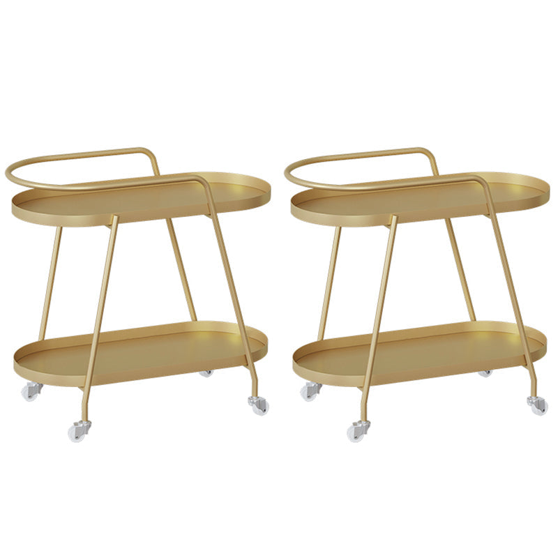 Glam soggiorno tavolo laterale accento metallo ovale a doppio livello con tavolo da angolo