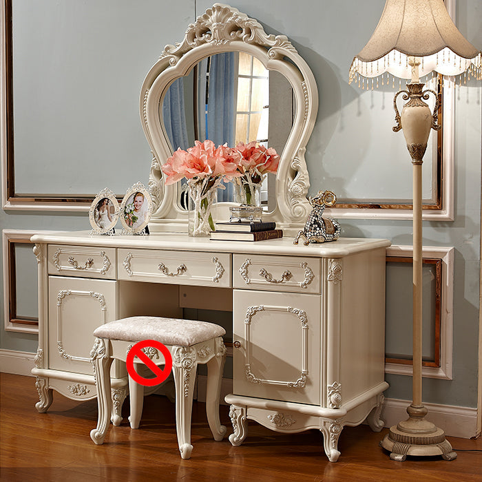 Victorian Storage Makeup Vanity Desk Bedroom Dressing Table Stool Set with Drawer