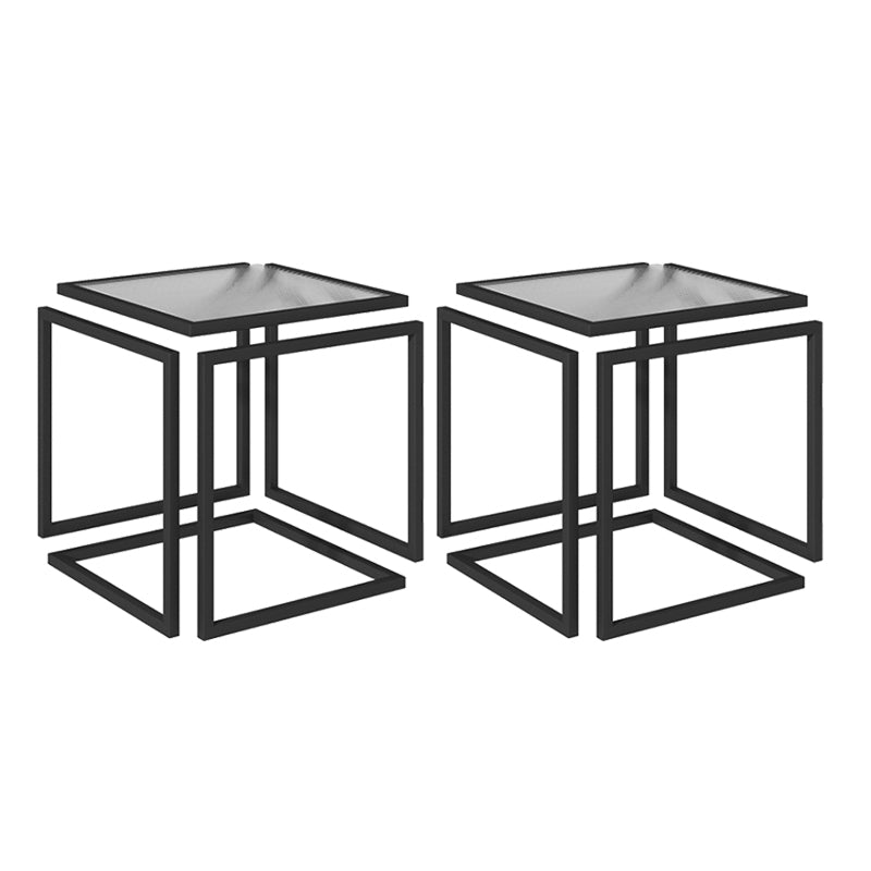 Glam Corner Table Living Room Square Frame Glass Top Accent Side Table