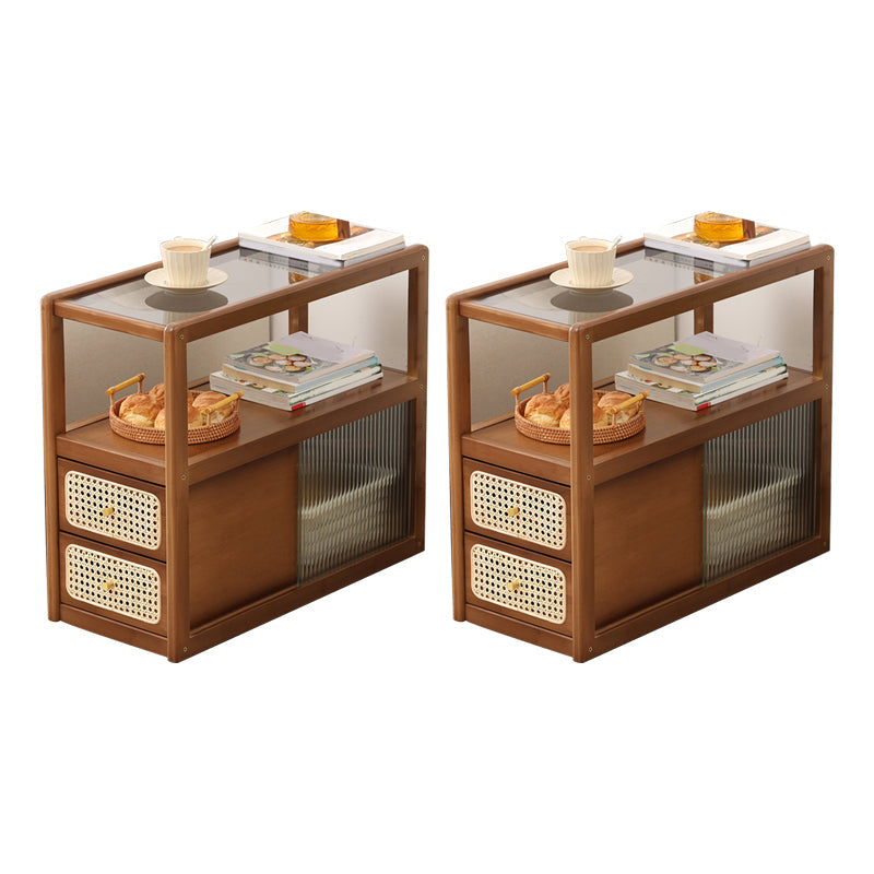 Rectangular Side End Table Living Room with Storage Block Corner Table