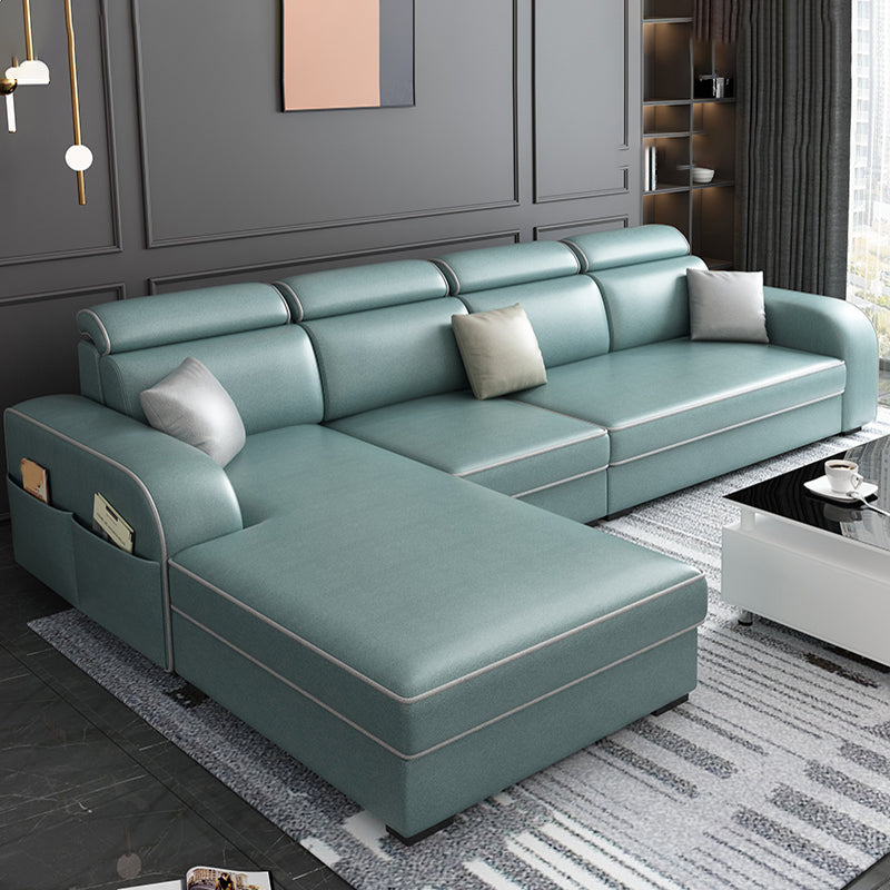 Square Arm Sectional Sofa with Storage Adjustable Sectionalfor 4 People