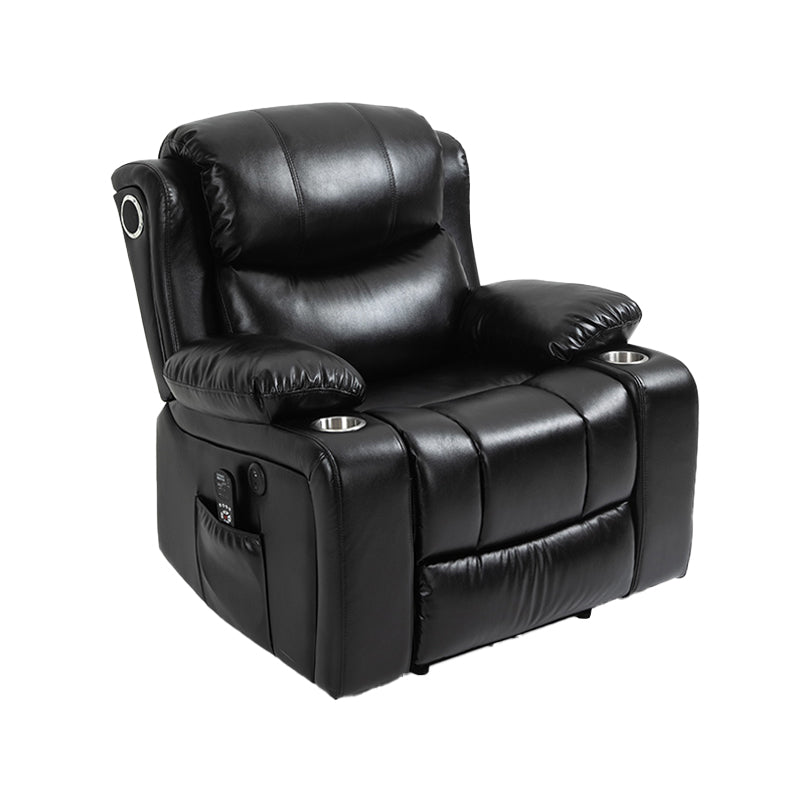 Nordic Style Faux Leather Recliner Chair Solid Color Standard Recliner Black Genuine Leather Rocker Clearhalo 'Chairs & Seating' 'furn' 'furn_recliners' 'Furniture' 'Living Room Furniture' 'Recliners' 7005958