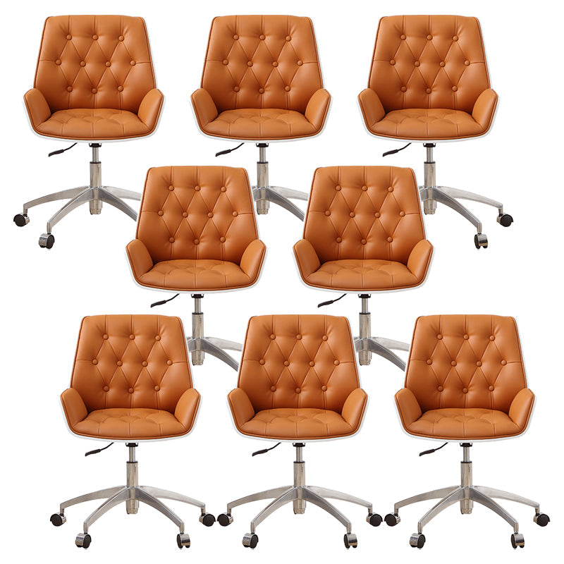 Chaise de bureau sans bras moderne sans chaise de bureau ergonomique en cuir pénible avec roues