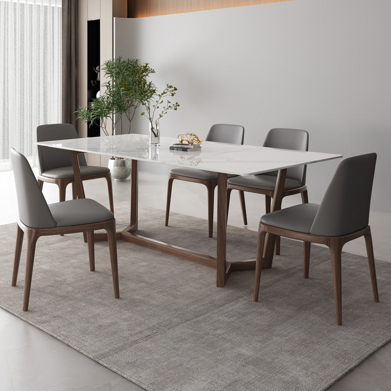 Eettafel in industriële stijl, rechthoekige stenen eettafel in wit