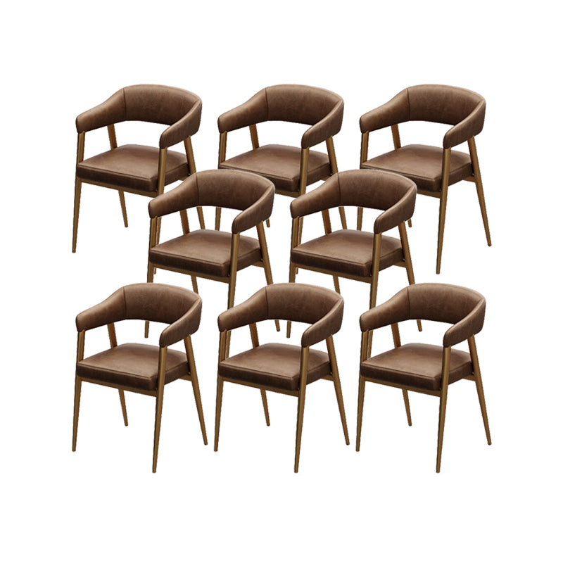 Chaises industrielles en faux cuir chaises de bras rembourrées avec base en métal