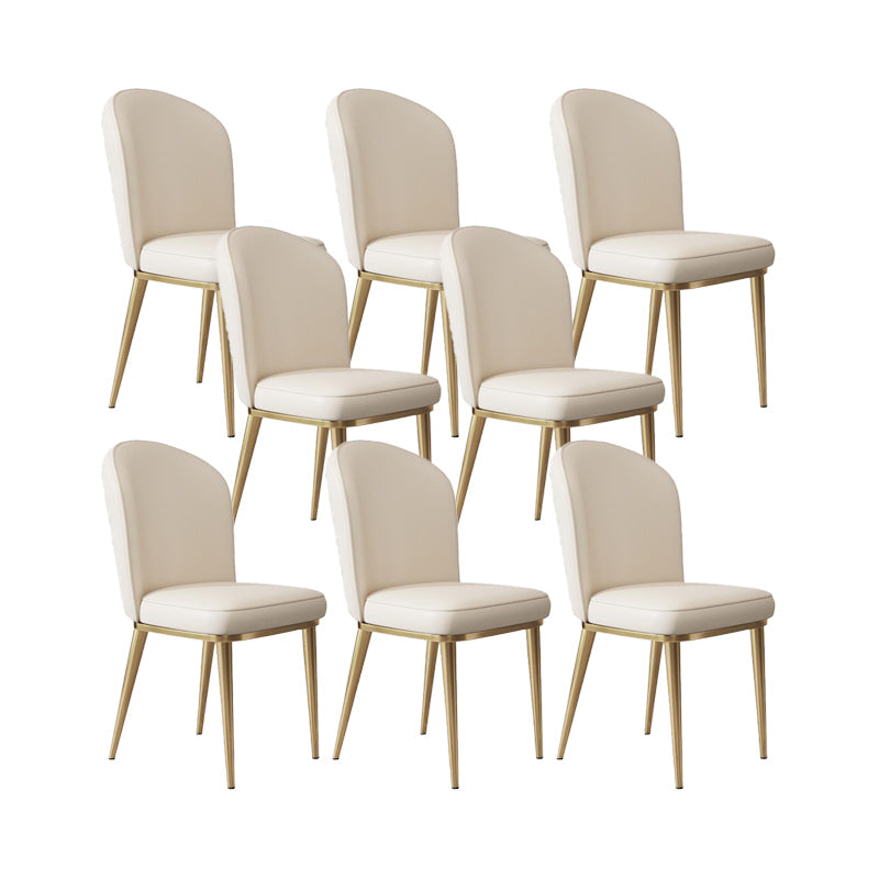 Glam Style Side Chair Leather Gold Frame Dining Chair for Home Off-White 8 Piece Set Clearhalo 'Dining Chairs' 'Dining Tables & Seating' 'dining_chair' 'furn' 'furn_dining_chair' 'Furniture' 'Kitchen & Dining Furniture' 7014222