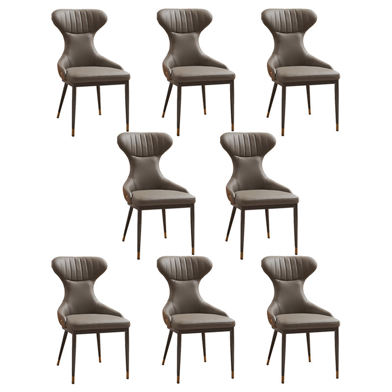 リビングルーム用のモダンなシンプルなサイドチェアフェイクレザーアームレスダイニングチェア