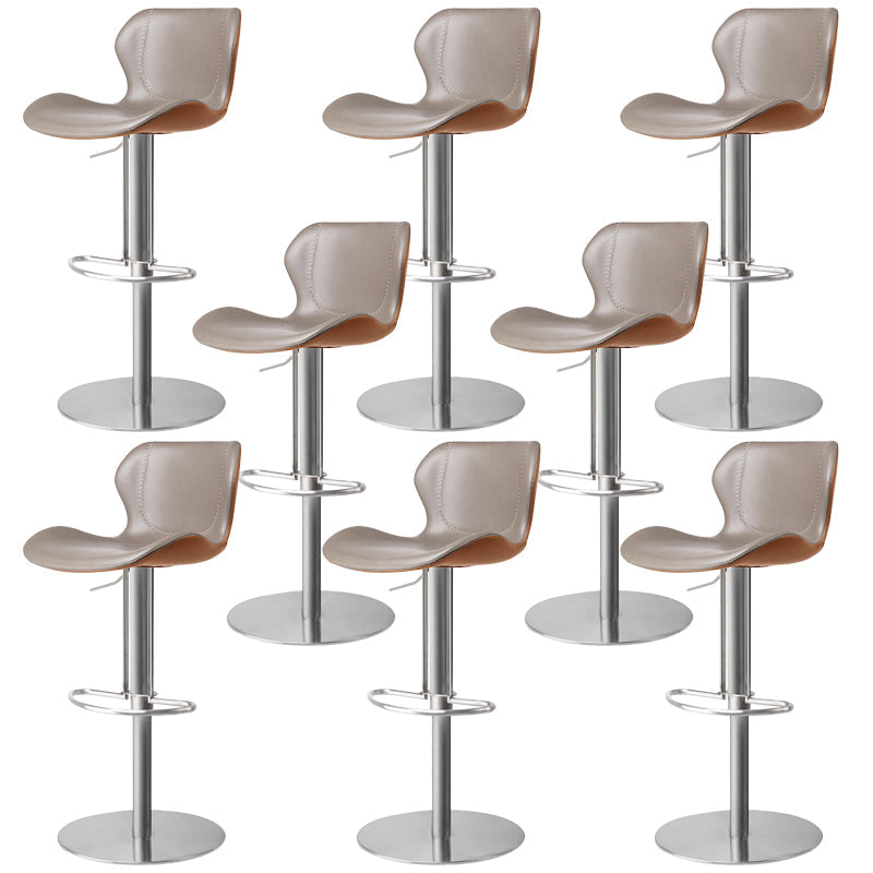 Faux Leather Barstool Adjustable Height Swivel Barstool with Footrest