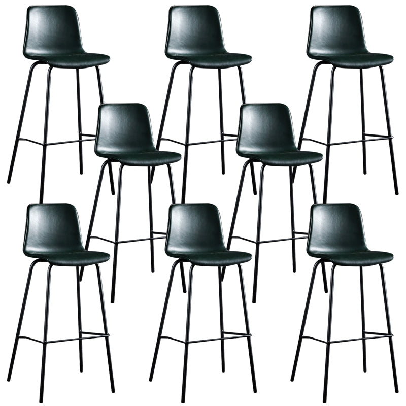 Faux Leather Dining Stools Low Back Bucket Bar Stools with Metal Legs Green 8 Piece Set Clearhalo 'Bar Furniture' 'Bar Stools' 'bar_stools' 'furn' 'furn_bar_stools' 'Furniture' 'Kitchen & Dining Furniture' 7015493