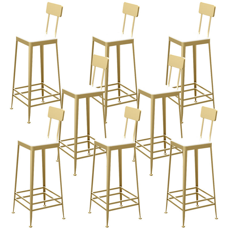 Faux Leather Dining Stools Square Bar Stools with Metal Base
