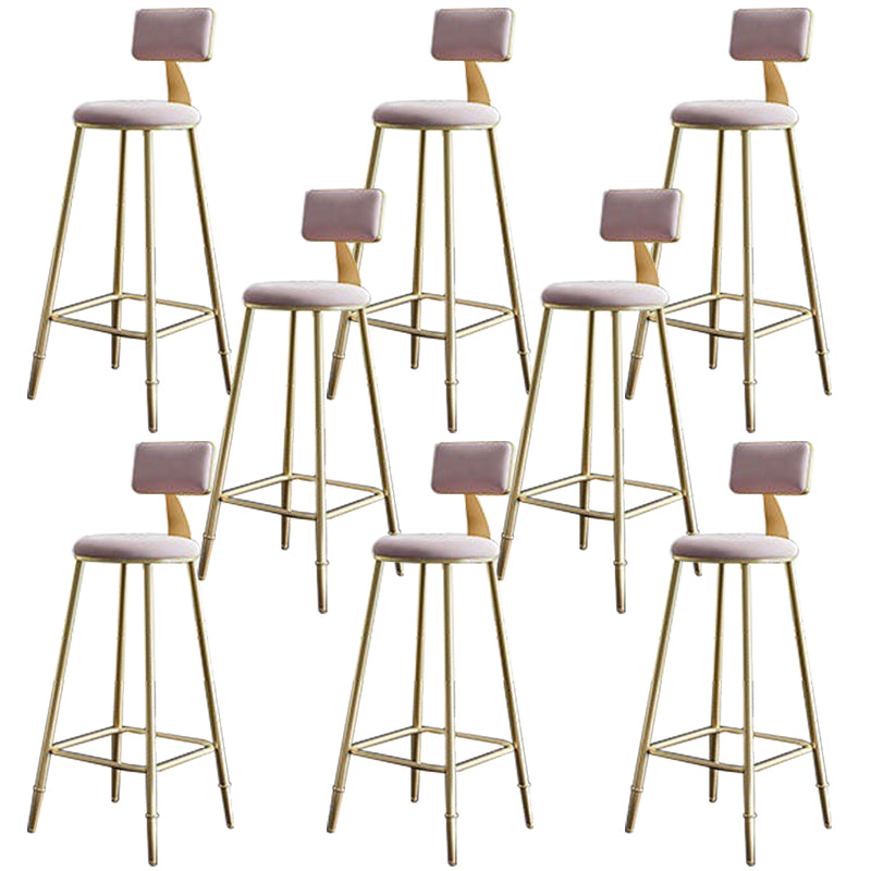 Low Back Upholstered Dining Stools Round Bar Stools with Footrest