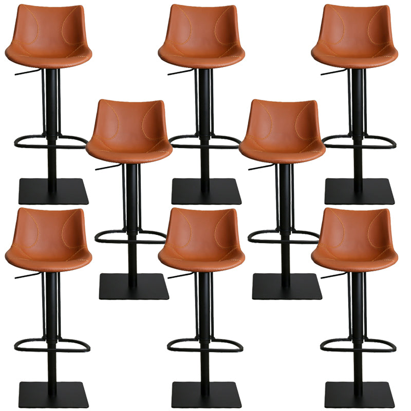 Faux Leather Barstools Adjustable Height Swivel Barstool with Metal Base