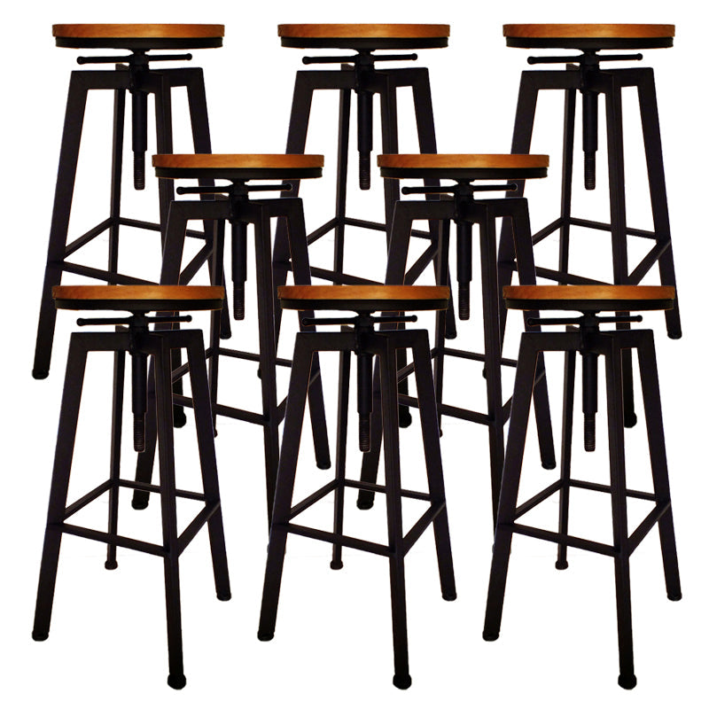 Industrial Armless Rotatable Counter Stool Iron Cafe Bar Stool with Pedal Black 8 Piece Set Clearhalo 'Bar Furniture' 'Bar Stools' 'bar_stools' 'furn' 'furn_bar_stools' 'Furniture' 'Kitchen & Dining Furniture' 7015834