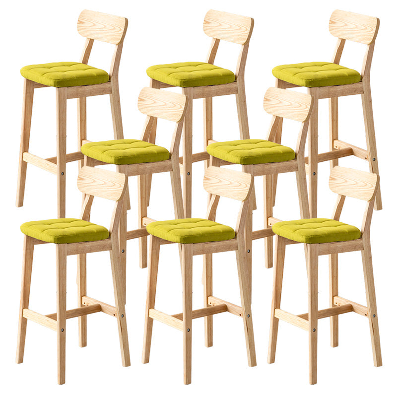 Taburete de respaldo de respaldo sin brazo moderno taburete de barra de madera de roble con cojín y pedal