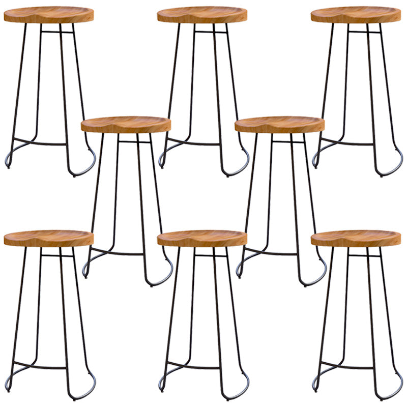 Armless Dining Stools Modern Bar Stools with Black Metal Base 8 Piece Set Non-Upholstered Saddle Clearhalo 'Bar Furniture' 'Bar Stools' 'bar_stools' 'furn' 'furn_bar_stools' 'Furniture' 'Kitchen & Dining Furniture' 7016267