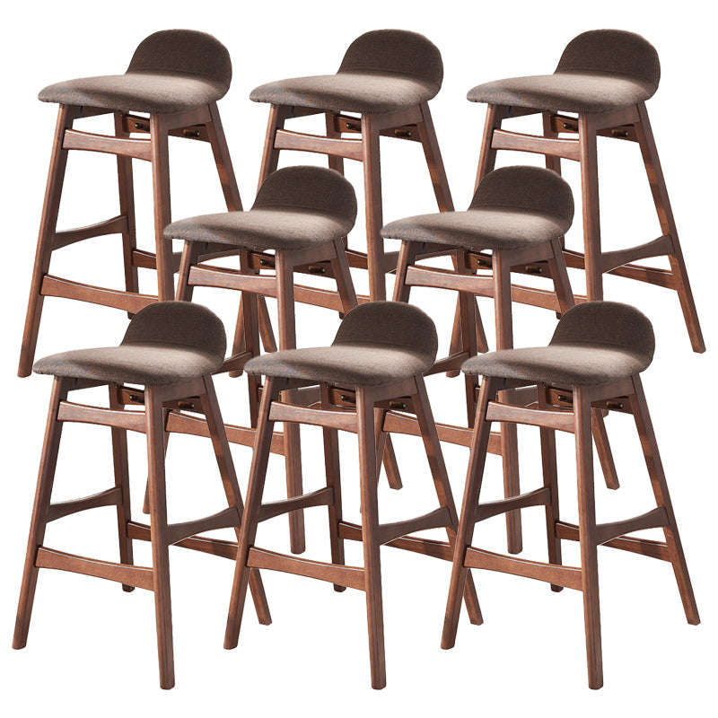 Walnut Solid Wood Bar Stools Industrial Linen Barstools with Low Back