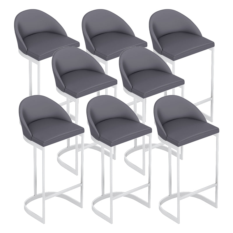 Faux Leather Dining Stool Low Back Bucket Bar Stool with Metal Base