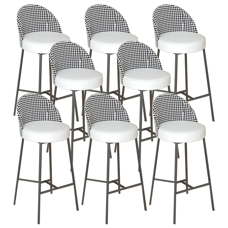 Industrial Metal Bar Stool Faux Leather Bar Stool with Black Legs