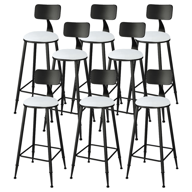 Modern Low Back Dining Stools Round Armless Bar Stools with Footrest