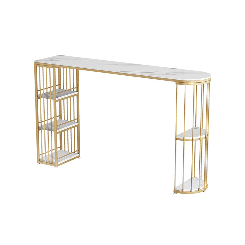 Tavolo da barra in metallo e pietra moderno tavolo da barra gratuita con base di stoccaggio