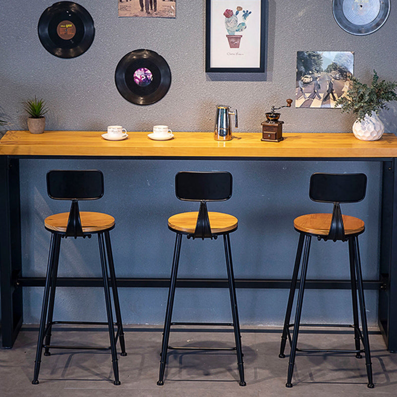 Mesa de barra rectangular de estilo industrial Mesa de comedor de barra de madera maciza con reposapiés