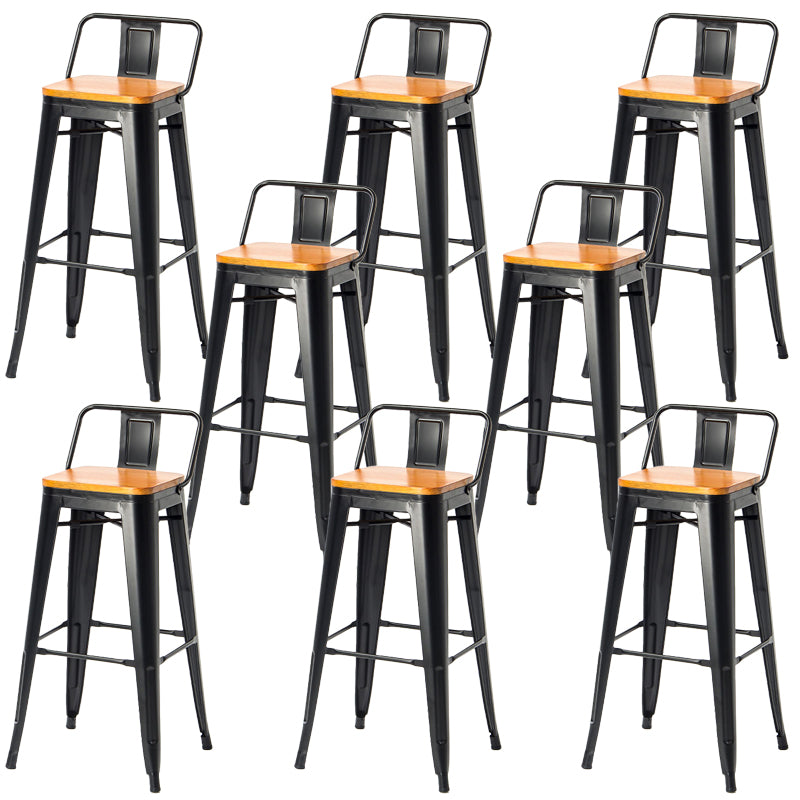Modern Square Dining Stools Metal Armless Barstools with Footrest