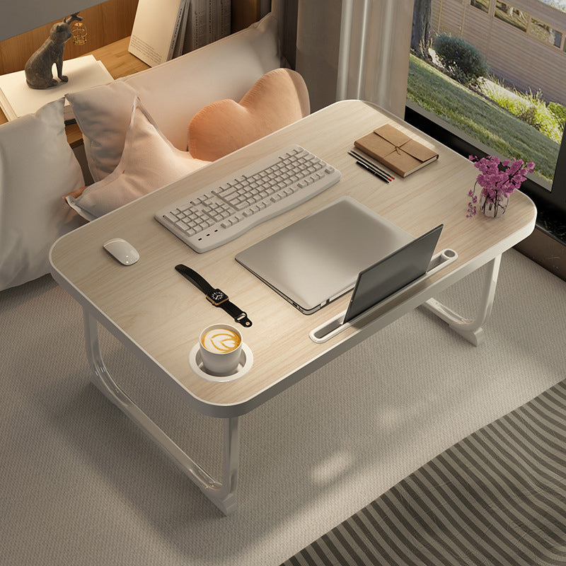 Pliage de bureau d'écriture rectangle des bureaux de tâche de tâches avec 2 lames en naturel / noir / blanc