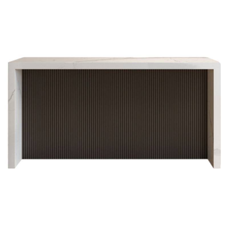 Glam Style Bar Table Faux Marble Rectangle Bar Dining Table for Living Room White Without Chairs Clearhalo 'Bar Furniture' 'Bar Tables' 'bar_tables' 'furn' 'furn_bar_tables' 'Furniture' 'Kitchen & Dining Furniture' 7019623