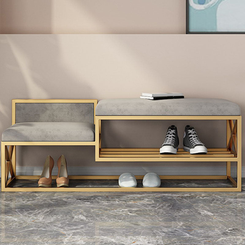 Panchina di ingresso moderna panca in metallo imbottito con deposito per scarpe, 14 "W