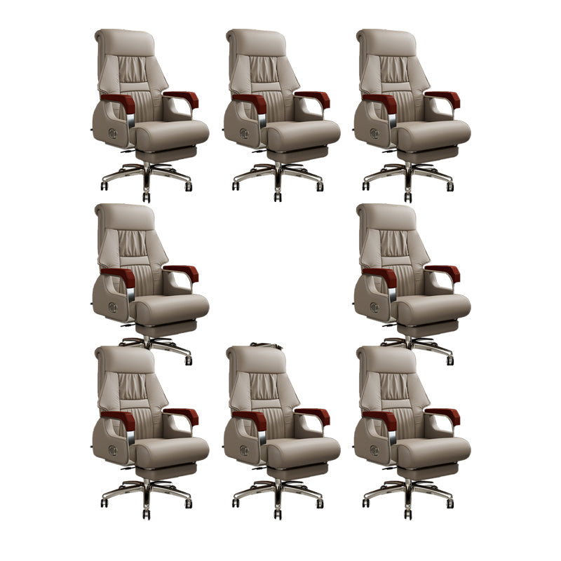 Sedia da ufficio a diapositiva moderna in pelle fissa in pelle regolabile altezza sedia da scrivania con ruote