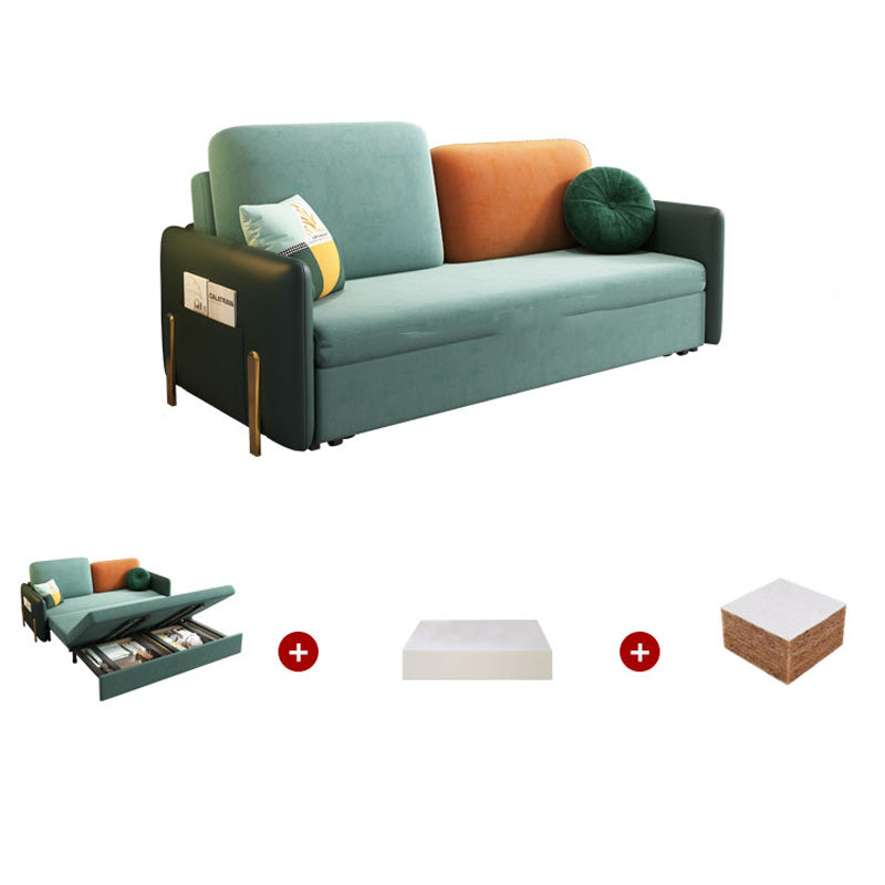 35" Wide Glam Sleeper Sofa Futon Pillow Included Green Sleeper Sofa