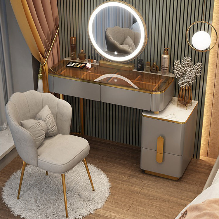Leuchteter Spiegel Make-up Eitelkeit luxuriöser Schminktischhocker Set