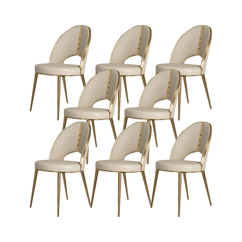 Nordic Style Side Chair Faux Leather Dining Chair with Metal Base for Home Use Gold 8 Piece Set Clearhalo 'Dining Chairs' 'Dining Tables & Seating' 'dining_chair' 'furn' 'furn_dining_chair' 'Furniture' 'Kitchen & Dining Furniture' 7028450