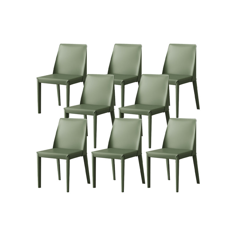 Armless Kitchen Dining Chairs Faux Leather Chairs with Metal Base