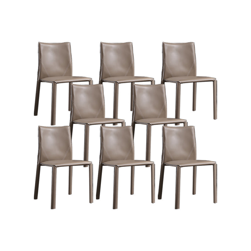 Faux Leather Kitchen Dining Chairs Upholstered Side Chairs with Metal Base Grey 8 Piece Set Clearhalo 'Dining Chairs' 'Dining Tables & Seating' 'dining_chair' 'furn' 'furn_dining_chair' 'Furniture' 'Kitchen & Dining Furniture' 7028679