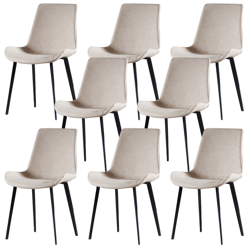 Industrial Style Side Chair Faux Leather Side Dining Chair with Metal Base Off-White 8 Piece Set Clearhalo 'Dining Chairs' 'Dining Tables & Seating' 'dining_chair' 'furn' 'furn_dining_chair' 'Furniture' 'Kitchen & Dining Furniture' 7028836