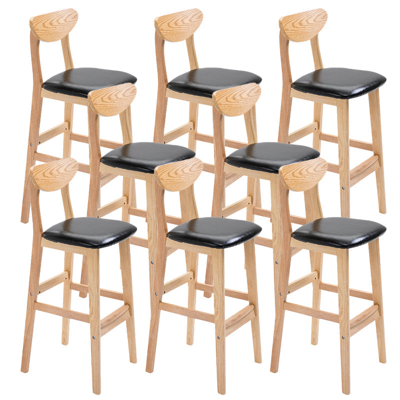 Industrial Armless Backrest Counter Stool Rubber Wood Cafe Bar Stool with Cushion