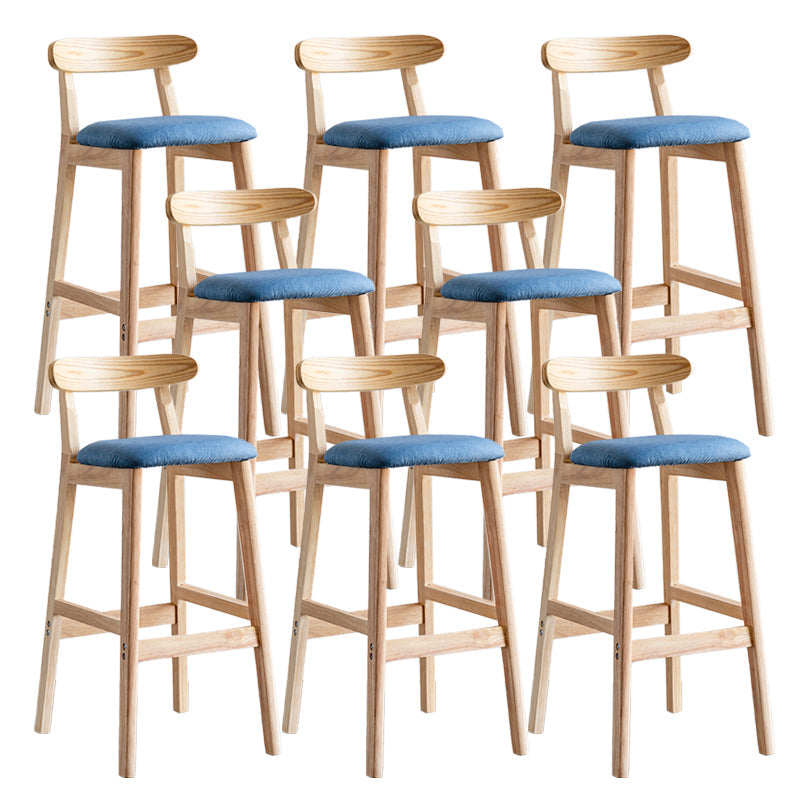 Industrial Backrest Armless Counter Stool Wood Cafe Bar Stool with Pedal and Cushion